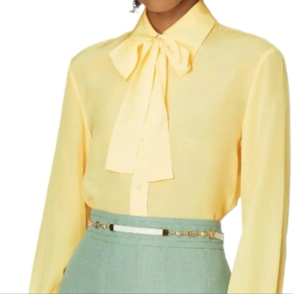 Dana Buchman Tops - NWT Dana Buchman Silk Tie Neck Yellow Blouse